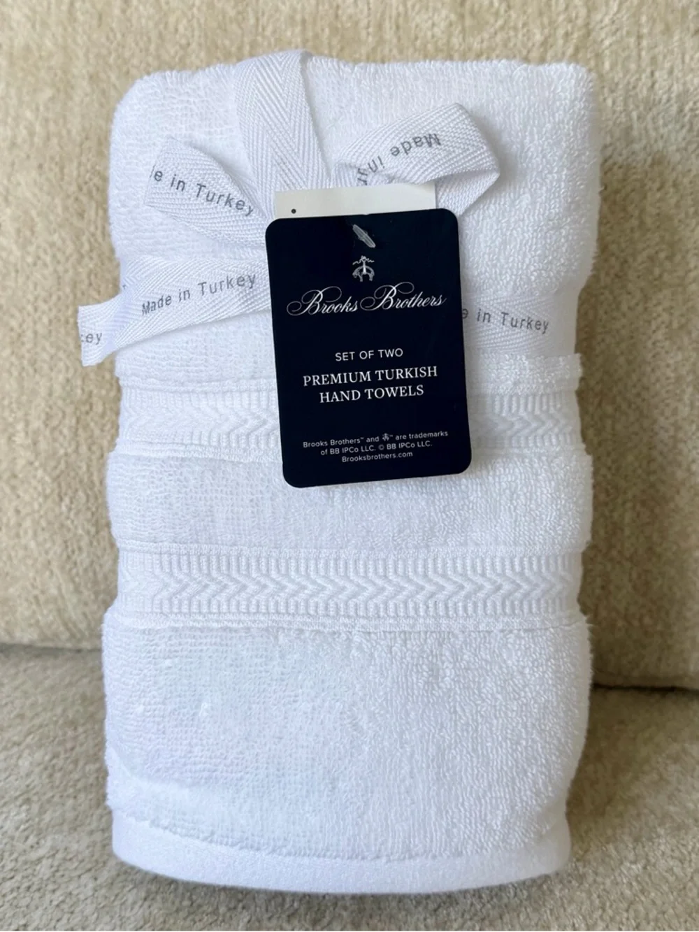 Brooks Brothers White Premium Turkish Hand Towels - Set of 2